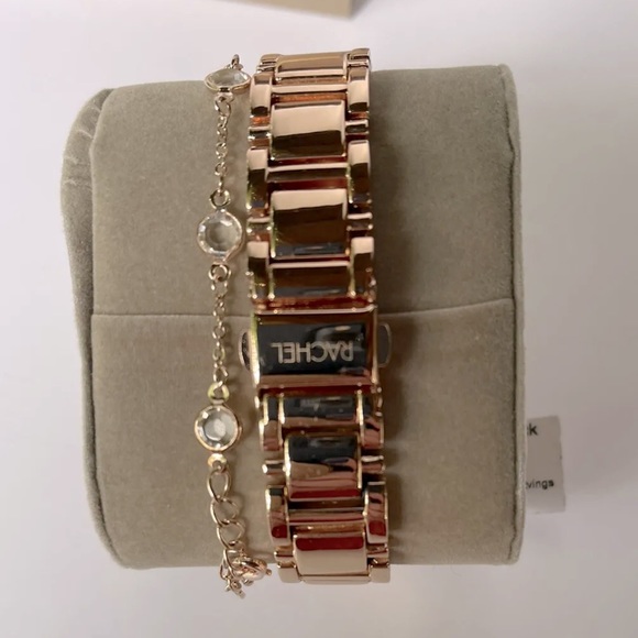 NIB RACHEL Rachel Roy Rose Gold EZ Read Crystal Watch & Crystal Bracelet - Picture 5 of 6